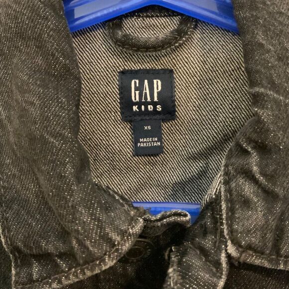 Gap Kids Black Denim Button Front Cotton Jacket XS Youth New - Picture 3 of 9